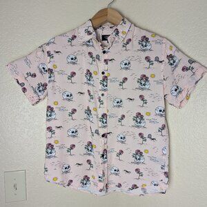 Eighty eight cotton skull and rose hawaiian casual light pink size L but runs sm